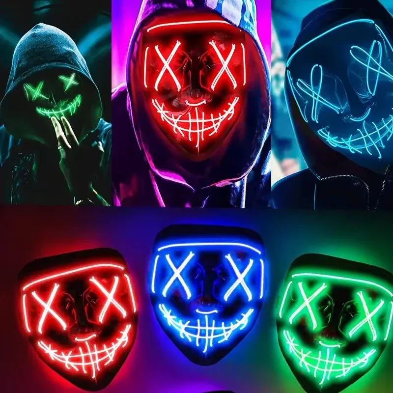 Wireless Bar Music Festival Neon Purification Mask Carnival Party Mask G low in the dark Cosplay costume supply