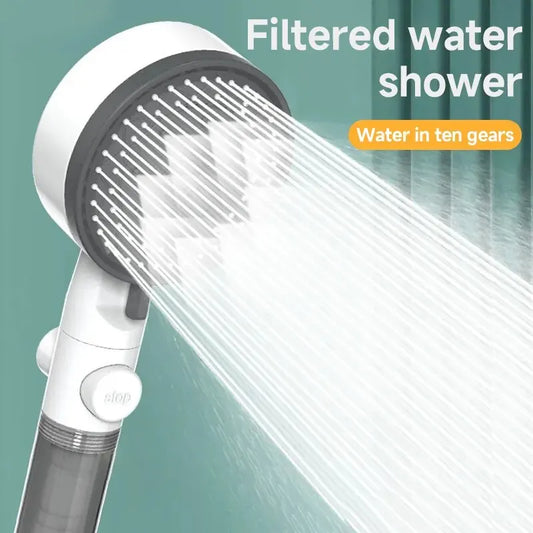 High Quality 8 Mode Shower Head Water Filter Adjustable High Pressure Shower Portable One-Key Stop Shower