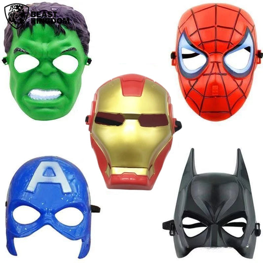 BEAST KINGDOM Spider Man Mask Hulk Batman Cosplay Props Ironman Theme Party Mask Halloween Dress Up Boys Girls Birthday Gift